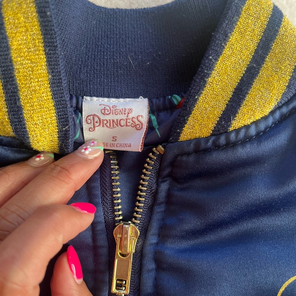 Disney Princess Beauty & the Beast Belle Kids Satin Bomber Jacket Girls‎ Small - Picture 4 of 9
